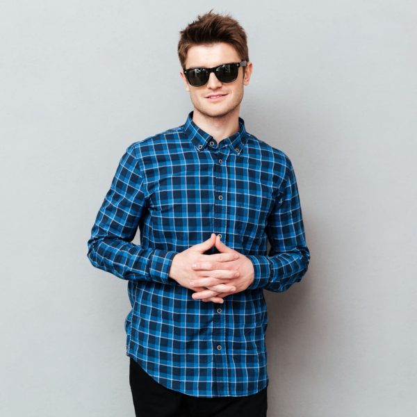 Men's Blue Plaid Shirt