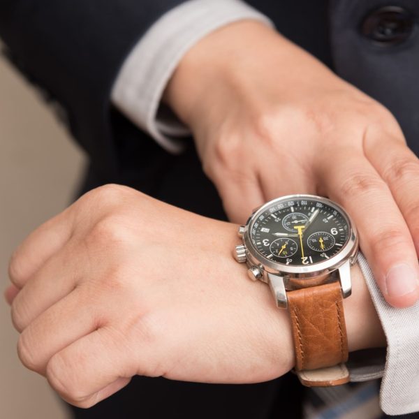 Men's Leather Strap Chronograph Watch